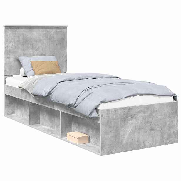 vidaXL Rám postele Betonově šedá 75 x 190 cm Masivní borové dřevo