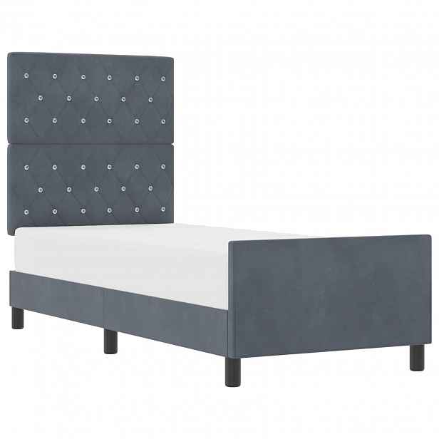 vidaXL Postel s boxspringem s čelo Tmavě šedá 80 x 200 cm samet