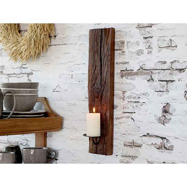 Dřevěný nástěnný svícen Grimaud Unit křivý - 12*10*43 cm Chic Antique