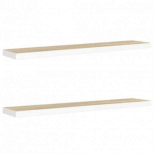 vidaXL Plovoucí nástěnné police 2 ks dub a bílé 120x23,5x3,8 cm MDF