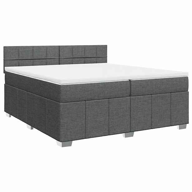 vidaXL Box spring postel s matrací tmavě šedá 200x200 cm textil