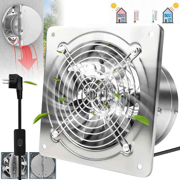 Koupelnový Ventilátor 150 MM 525 M3/H, Kabel S Odsávacím Vypínačem Ventil