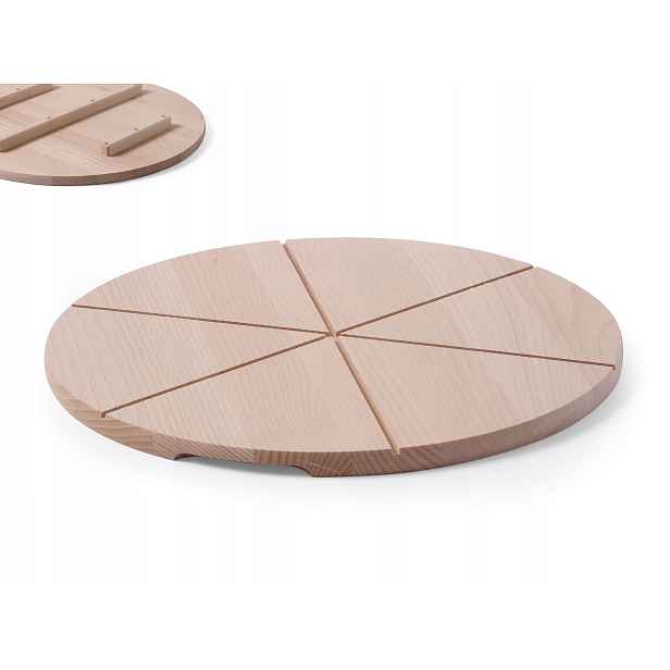 Prkénko Na Krájení Pizzy Bukové Dřevo 40 CM Na 6 Kusů, Dřevěné Hendi