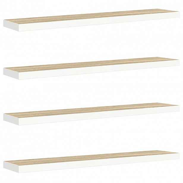 vidaXL Plovoucí nástěnné police 4 ks dub a bílé 120x23,5x3,8 cm MDF