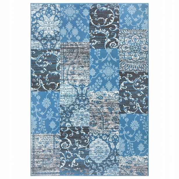 Koberec do obývacího pokoje 120 x 170 cm, krémově modrý patchwork