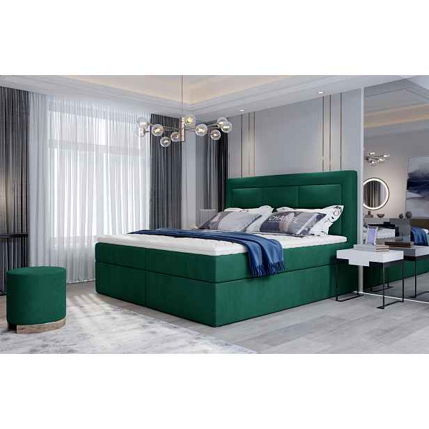 Kvalitní box spring postel Vanity, zelená  180x200 cm