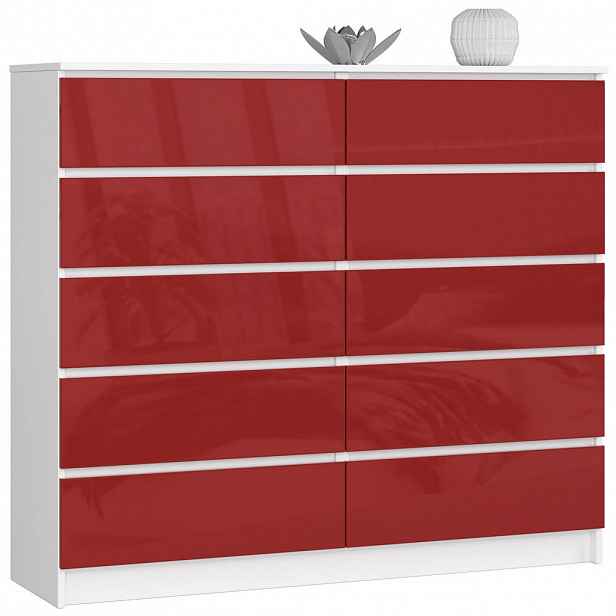 RAUMHIRSCH FURNITURE KOMODA bílá, červená lesklá 121/138/40