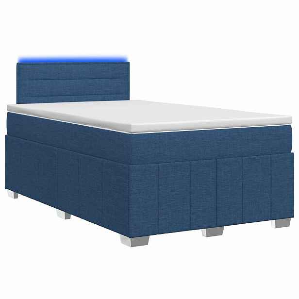 vidaXL Postel boxspring s matrací s čelo Modrá 120 x 200 cm Textil