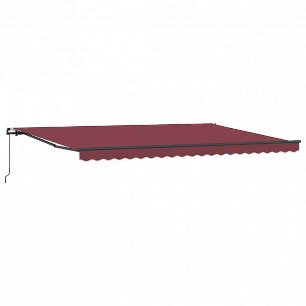 vidaXL Ručně zatahovací markýza burgundská 500 x 300 cm