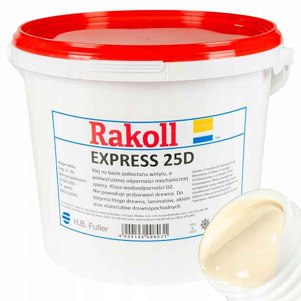 Lepidlo Rakoll express 25D 5 kg na tvrdé dřevo vikolové D2 žluté silné
