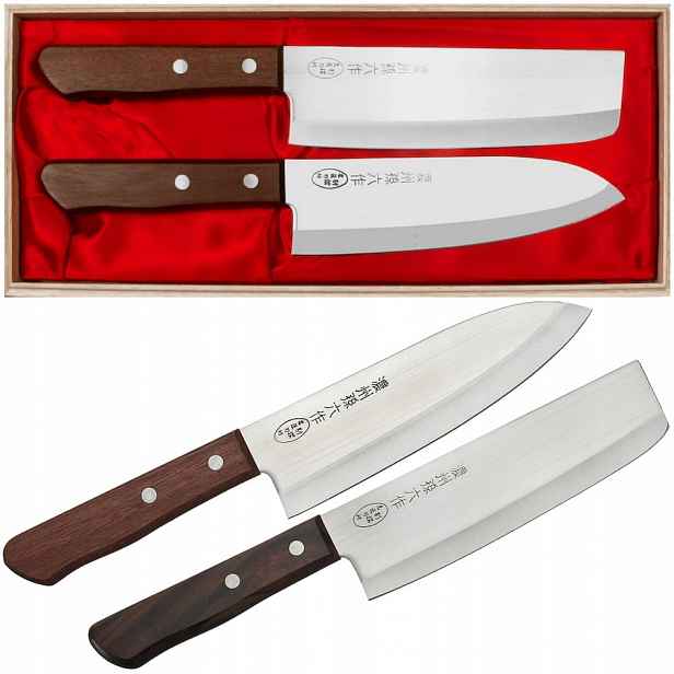 Satake Tomoko 420J2 Japonský set Nůž Santoku 17 cm a Nakiri 16 cm V Pouzdru