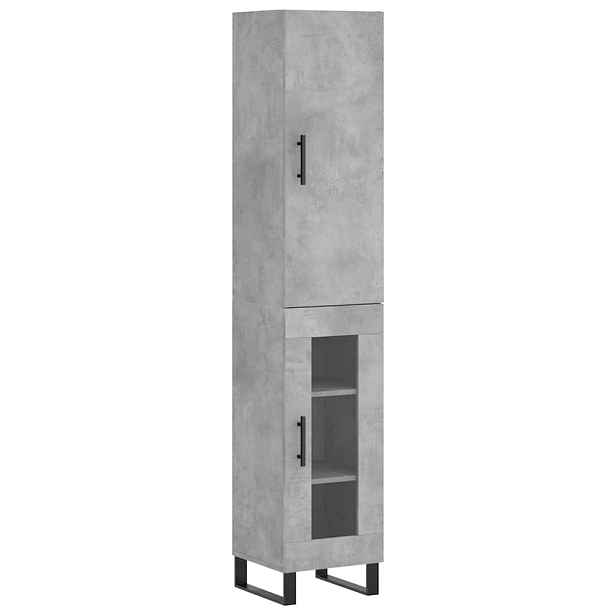 vidaXL Skříň highboard betonově šedá 34,5x34x180 cm kompozitní dřevo