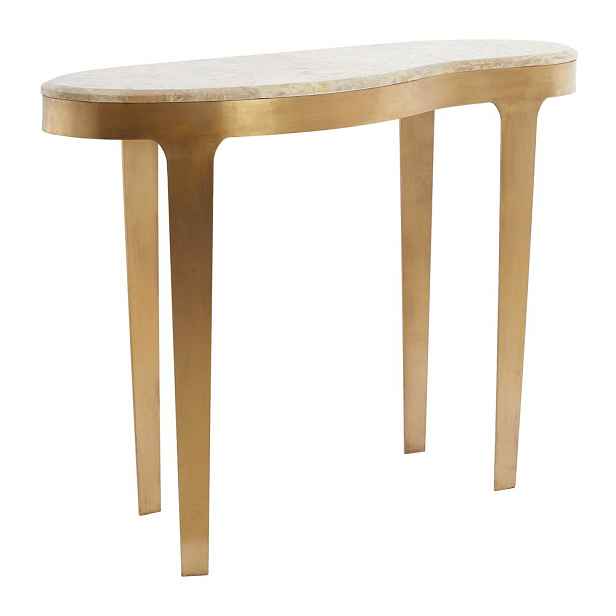 Konzolový stolek s mramorovou deskou  v bronzové barvě/taupe 40x110 cm Giulio – Light & Living