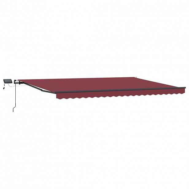 vidaXL Ručně zatahovací markýza s LED světly burgundská 500 x 300 cm