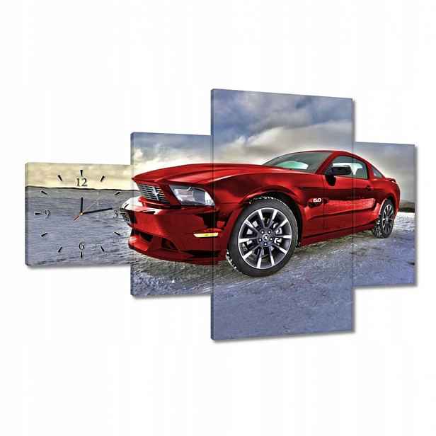 Nástěnné hodiny 130x80 Červený Ford Mustang