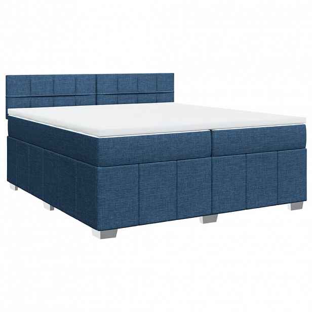 vidaXL Box spring postel s matrací modrá 200x200 cm textil
