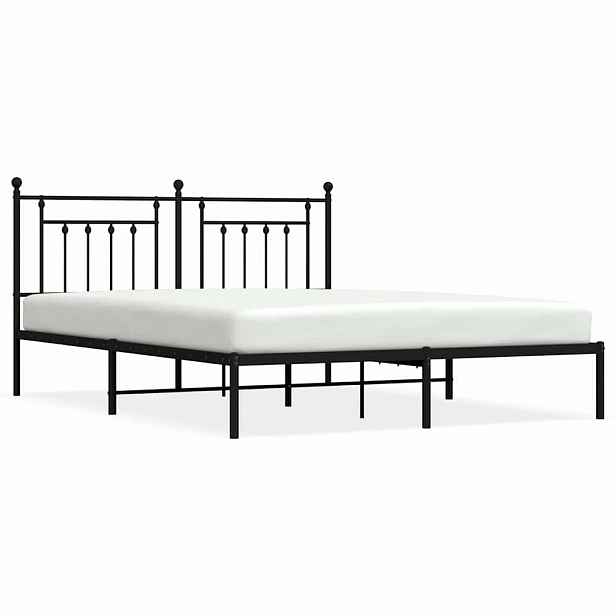 vidaXL Kovový rám postele s čelem černý 183 x 213 cm