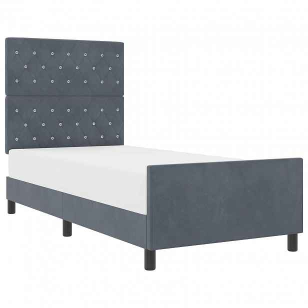 vidaXL Postel s boxspringem s čelo Tmavě šedá 90 x 190 cm samet