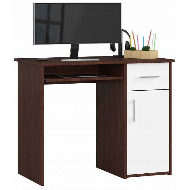 Psací stůl pod počítač notebook Pin wenge-bílý 90 cm Akd