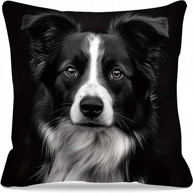 TEMU Potah s potiskem Border Collie o rozměrech 45,72 x 45,72 cm - Oboustranný potisk, měkké polyesterové vlákno, čtvercový dekorativní povlak na