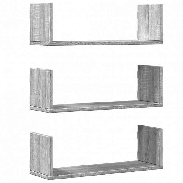vidaXL Nástěnné police 3 ks šedé sonoma 58x18x18 cm kompozitní dřevo