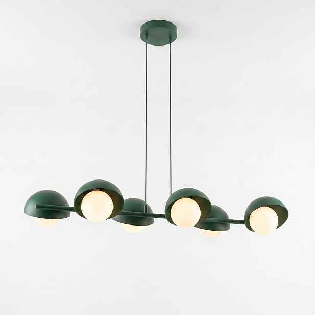 Závěsná lampa Boom 6 olivová, 6x G9, ocel a sklo, 120 cm