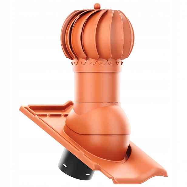 Rotační kulový Větrací komín , průměr 125 mm, Braas Rubín 9V, Měděný