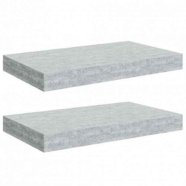 vidaXL Plovoucí nástěnné police 2 ks betonově šedé 40x23,5x3,8 cm MDF