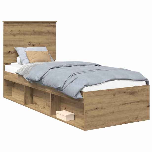 vidaXL Rám postele Dub artisan 75 x 190 cm Masivní borové dřevo