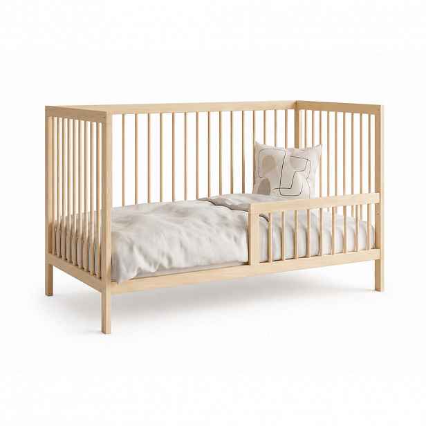 Kids Collective BABYPOSTÝLKA s poloviční boční zábranou 60x120 cm v přírodní barvě