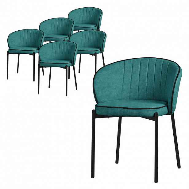 ML-DESIGN JÍDELNÍ ŽIDLE, sada 6 ks, petrolová
