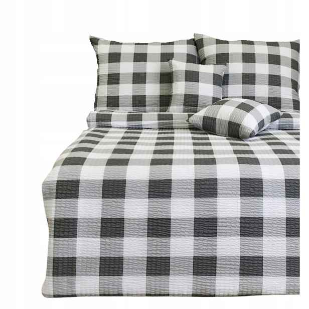 Sada Povlečení Kůra 160x200 2x70/80 Mřížka Ika Šedá Elegantní