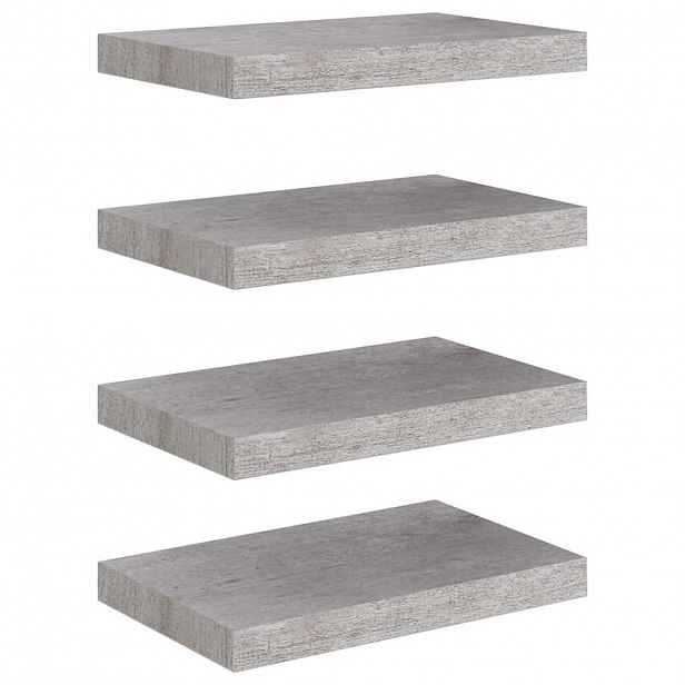 vidaXL Plovoucí nástěnné police 4 ks betonově šedé 40x23,5x3,8 cm MDF