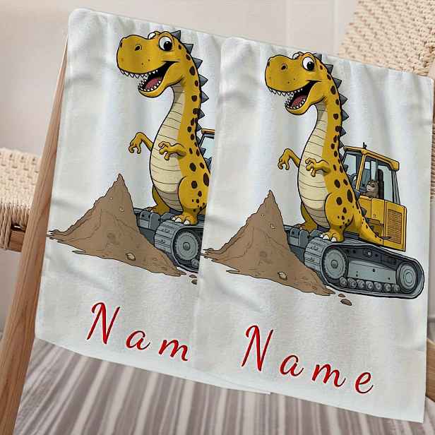 TEMU 1 ks, s vlastním jménem, ručník s kresleným dinosaurem, kreslený anime ručník, pruhovaný design, ručník do koupelny, savý rychleschnoucí ručník,