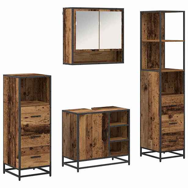 vidaXL Sada koupelnového nábytku 4 ks Staré dřevo 65 x 33 x 60 cm