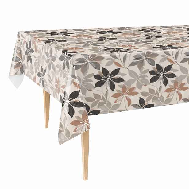 Cerata Tlustý Ubrus 140x450 Béžová Moderní Květiny Listy Skvrnité