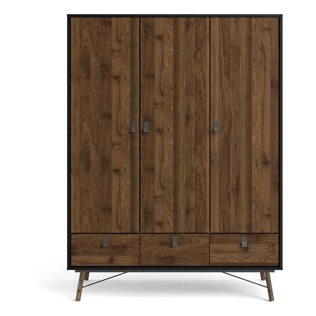 Černá/hnědá šatní skříň v dekoru ořechu 150x200 cm Ry - Tvilum