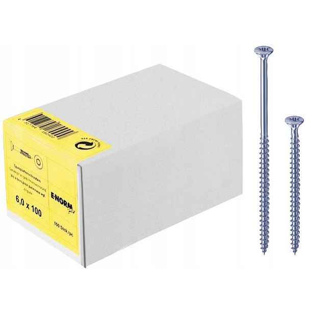 Šrouby do dřevotřískových desek pozink 6,0x140/72 mm 100 kusů E-NORMpro