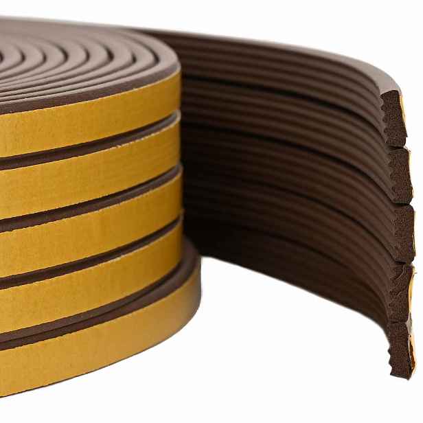 vidaXL Samolepicí okenní těsnění Hnědá 15 x 8 mm 12 m EPDM pěna