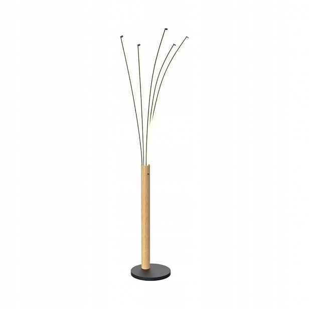 Podlahové Led svítidlo Kov Dřevo Černá Velden 5 zdrojů 180 cm Zuma Line