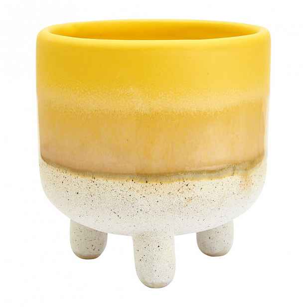 Žluto-bílý květináč Sass & Belle Bohemian Home Mojave, ø 7,5 cm