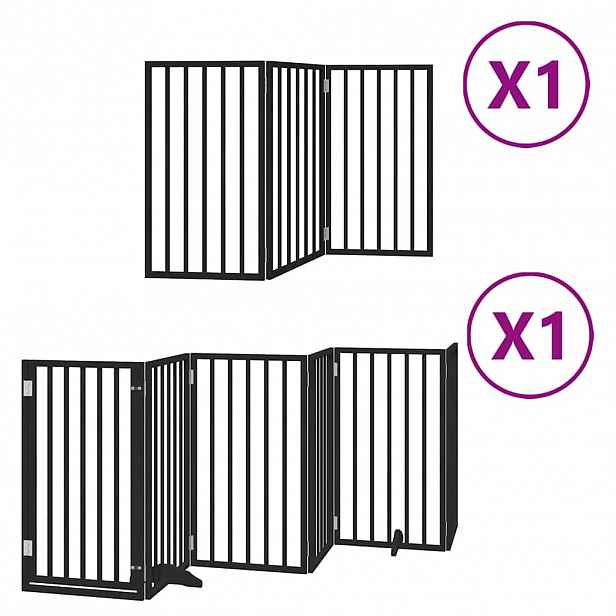 vidaXL Zábrana pro psy s dvířky skládací 9 panelů černá 450 cm topol