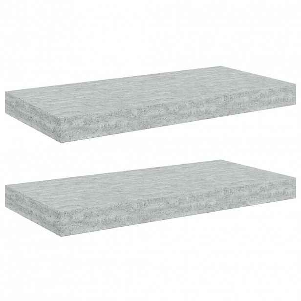 vidaXL Plovoucí nástěnné police 2 ks betonově šedé 50x23,5x3,8 cm MDF