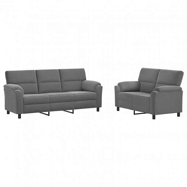vidaXL Set pohovek 2 pcs Tmavě šedá Samet