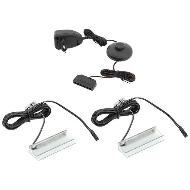 LED osvětlení skleněných polic 2x KLIPS, modrá