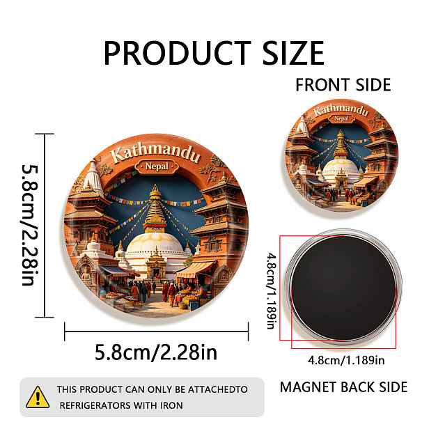 TEMU 1ks 2D Plochý Nepál Odolný Kulatý Magnet na Lednici, Vhodný pro Připevnění na Ledničky, Bílé Tabule, Řemeslné Výrobky, Fotografie, Samolepky,