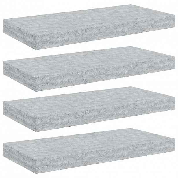 vidaXL Plovoucí nástěnné police 4 ks betonově šedé 50x23,5x3,8 cm MDF
