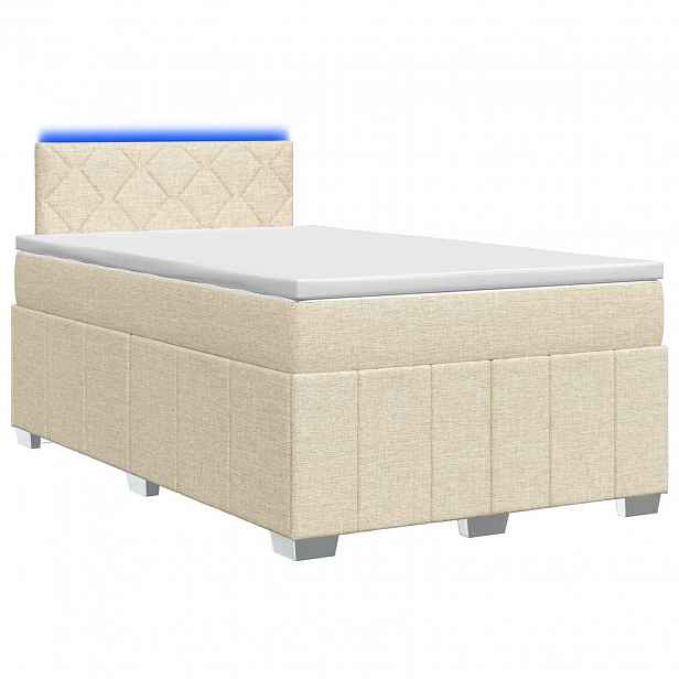 vidaXL Postel boxspring s matrací s čelo Krémová 120 x 200 cm Textil