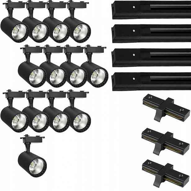 13 X Kolejnicový Reflektor Led Svítidlo Hotový Systém Osvětlení Kolejnicový Kabel