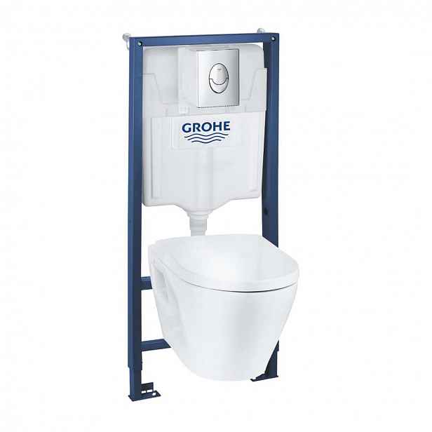 Grohe Solido - Set předstěnové instalace, klozetu Serel a sedátka softclose, tlačítka Start, chrom/bílá 39583000